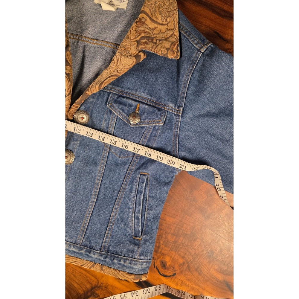 Tasha Polizzi TP Saddleblanket Denim Jacket Tapestry Trim Concho Buttons XL - Picture 6 of 8
